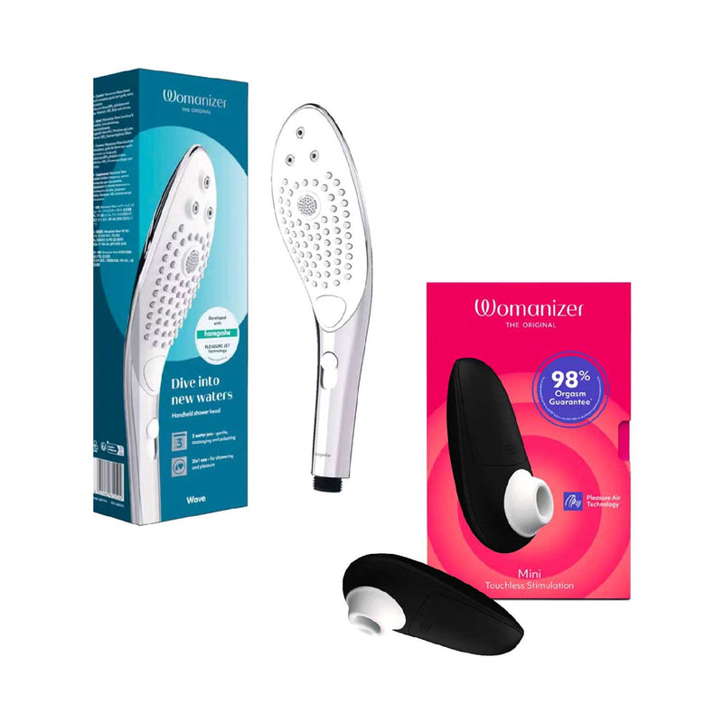 Womanizer Wave Chrome Bundle showerhead and stimulator (British brand)