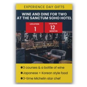 Wine and Dine Dinner Experience for Two Adults Sanctum Soho Hotel