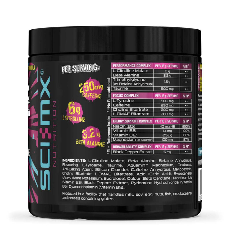 SCI-MX pre-workout powder tropical 300g, imported from the UK