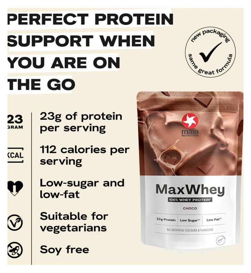 Maxi Nutrition whey protein powder chocolate 420g, imported from the UK