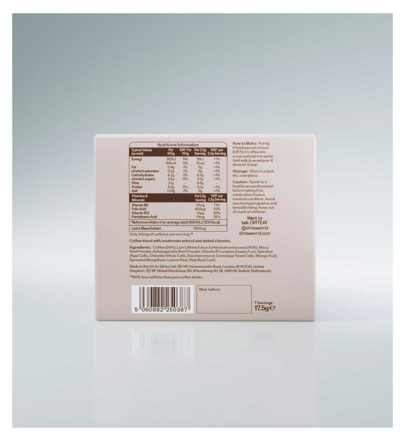 DIRTEA Mushroom Coffee instant drink mix sachets - British product