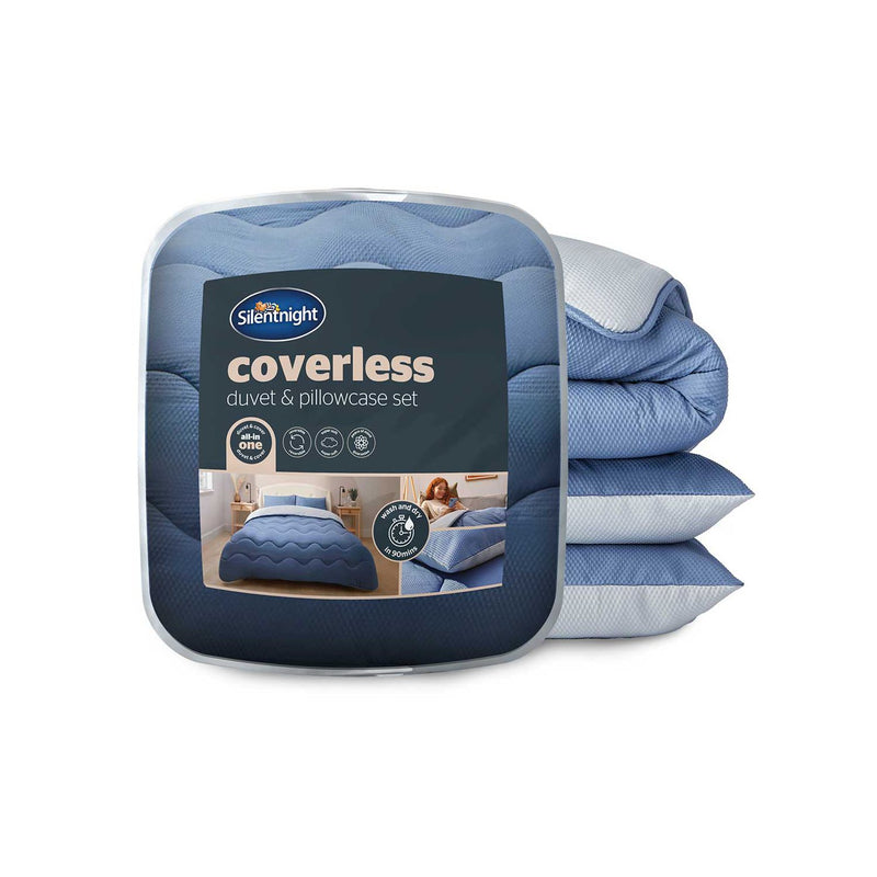 Silentnight Duvet and Pillowcase Set Blue Grey King (British brand)