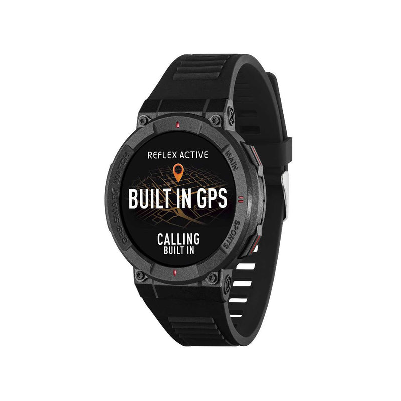Reflex Active Series 43 black silicone strap GPS smartwatch - British product