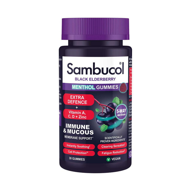 Sambucol Extra Defence Menthol Gummies 30 count, UK version