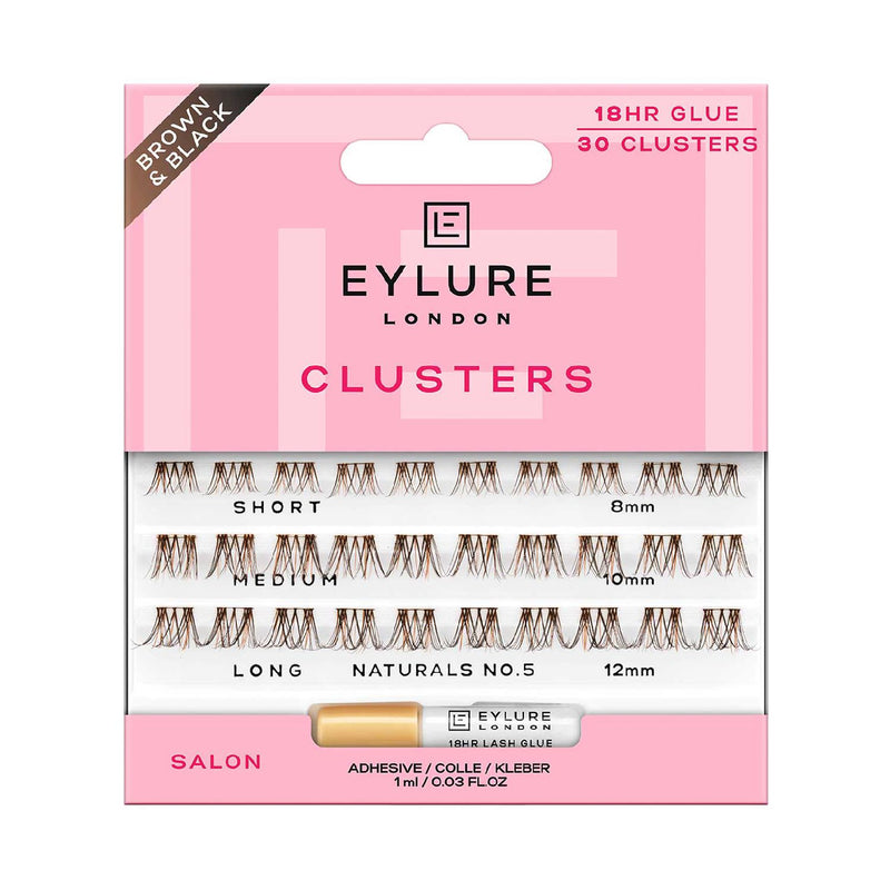 Eylure brown black cluster lashes with adhesive 1ml (British brand)