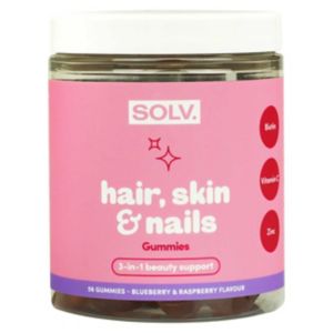 SOLV Hair Skin Nails Gummies Blueberry Raspberry 151g (British brand)