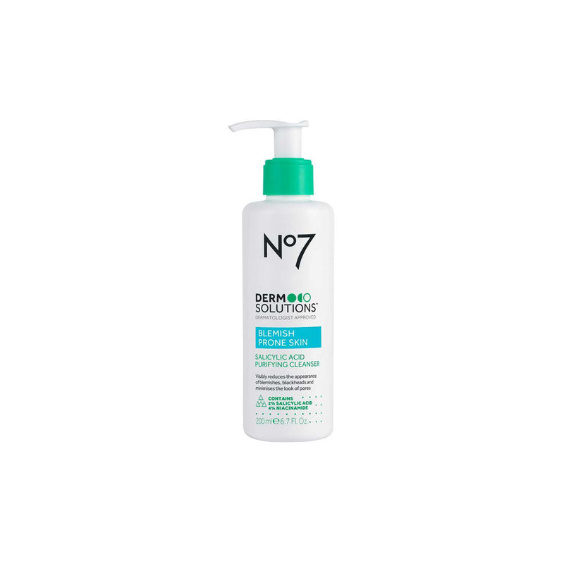 No7 Derm Solutions Salicylic Acid Cleanser 200ml, imported from the UK