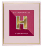 Landon Tyler letter H candle bergamot lime basil 140g, UK version