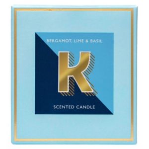 Boots Landon Tyler Alphabet Candle Letter K Bergamot Lime Basil Scented Candle 140g- Buy online at McGrocer