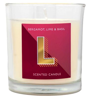 Landon Tyler letter candle L Bergamot Lime and Basil 140g, UK version