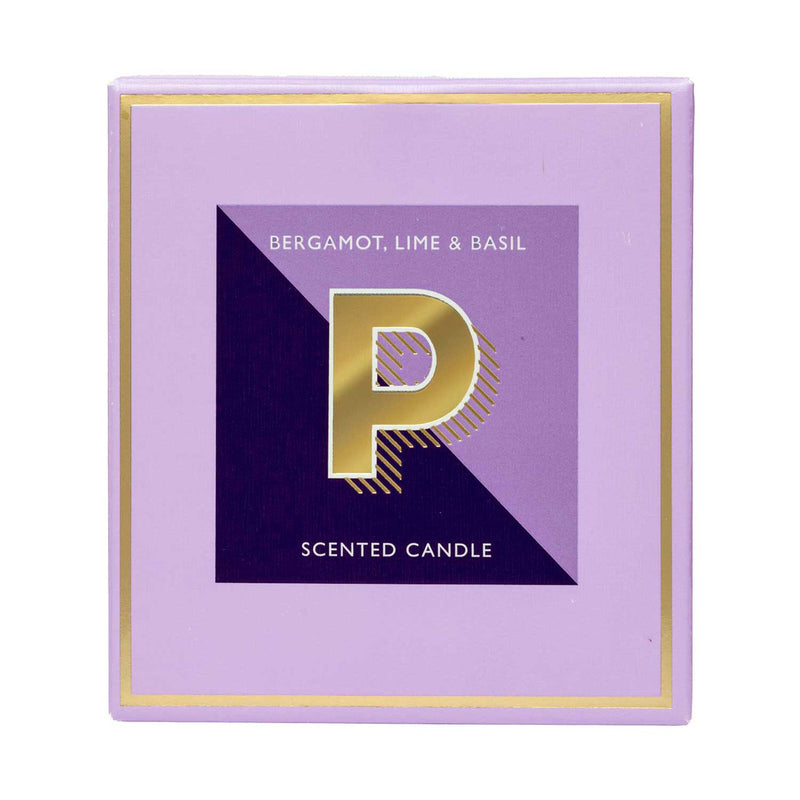 Landon Tyler alphabet candle Letter P Bergamot Lime Basil 140g, UK version