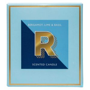 Landon Tyler Buchstabe R Kerze Bergamotte Limette Basilikum 140g Wachs