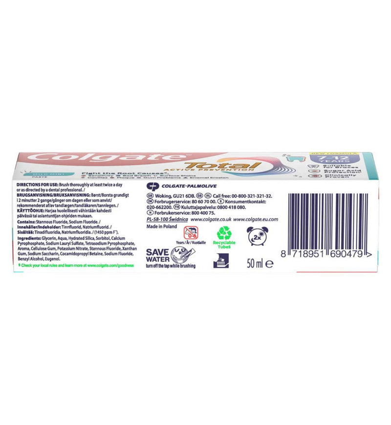 Colgate Total Active Prevention Kids Mild Mint Toothpaste 50ml - British product