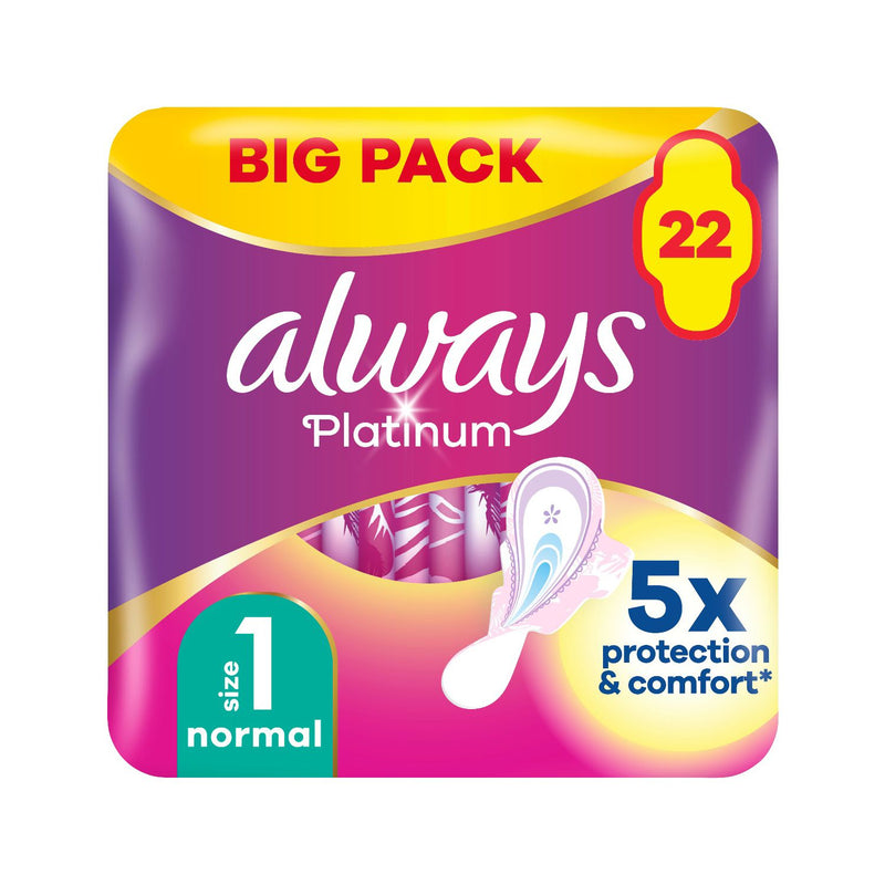 Always Platinum Normal Sanitary Towels With Wings 22 Pads - British product