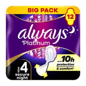 فوط صحية Boots Always Platinum Secure Night بأجنحة مقاس 4 12 قطعة - اشترِ عبر الإنترنت من McGrocer