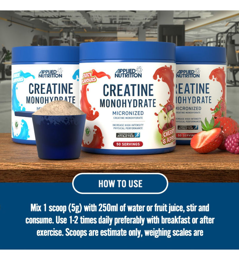 Applied Nutrition Creatine Monohydrate Powder Icy Blue Raz 250g - British product
