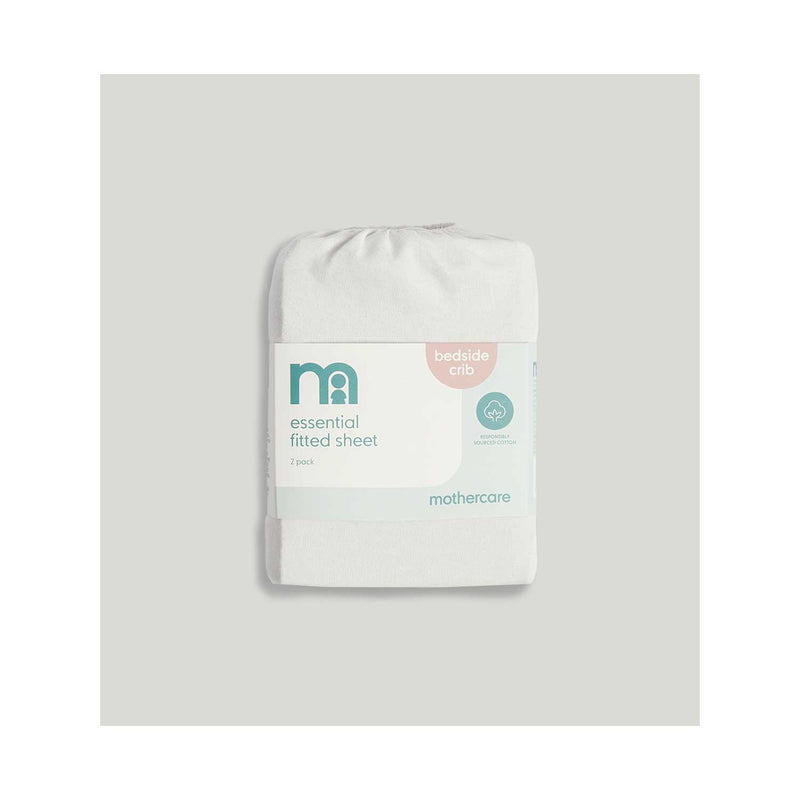 Mothercare Essentials Bedside Crib Fitted Sheets Grey, imported from the UK
