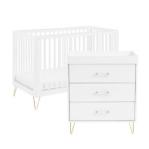 Babymore Kimi Acrylic Cot Bed And Changing Table Set - British product