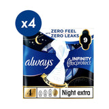 Always Infinity Sanitary Towels Size 4 Night Extra Wings - British product