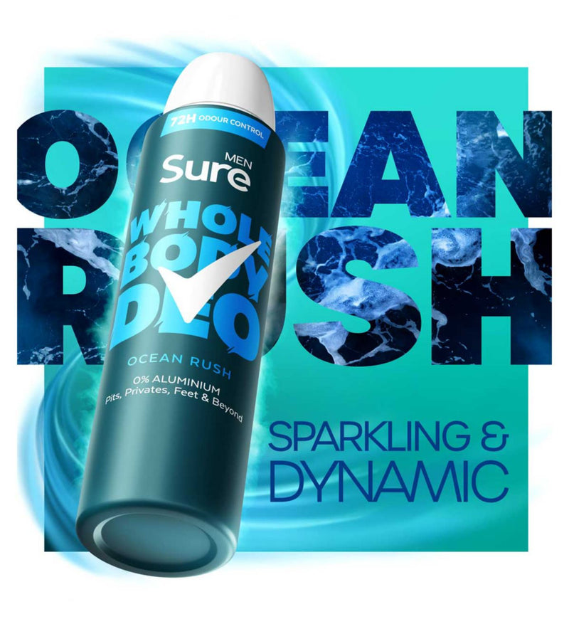Sure Men Ocean Rush Whole Body Deodorant Spray 150ml (British brand)