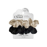 Silver Cloud Large Satin Scrunchies Mixed Caramel Black 2 Pack