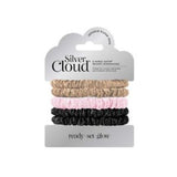 Silver Cloud Mixed Satin Skinny Scrunchies Hair Accessory 5 Pack
