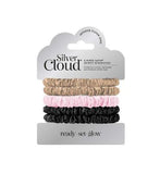 Silver Cloud Mixed Satin Skinny Scrunchies 5 Pack