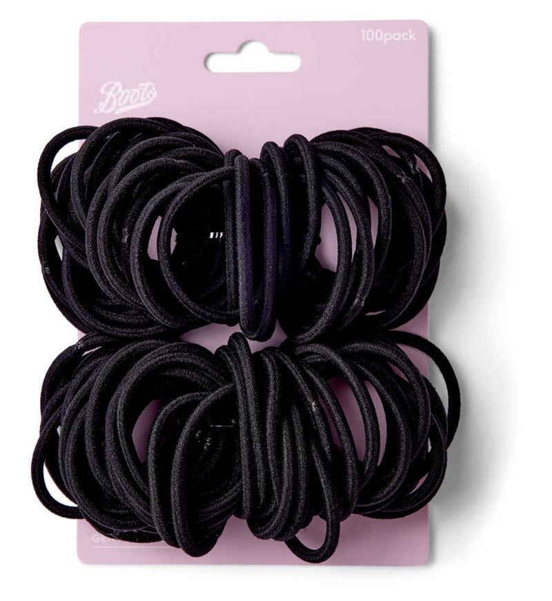 Boots thick ponybands black pack of 100 (British brand)