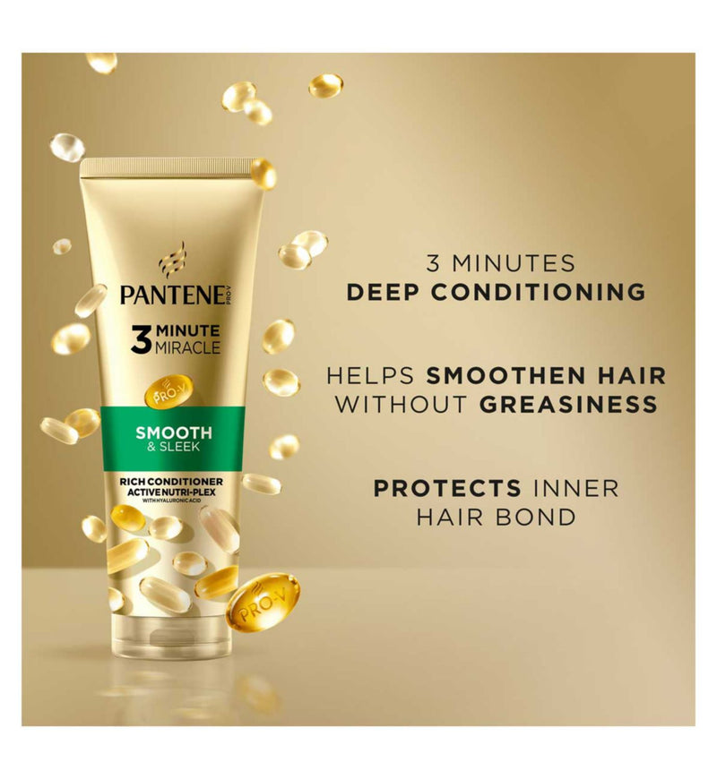 Pantene Smooth and Sleek Conditioner 220ml, imported from the UK