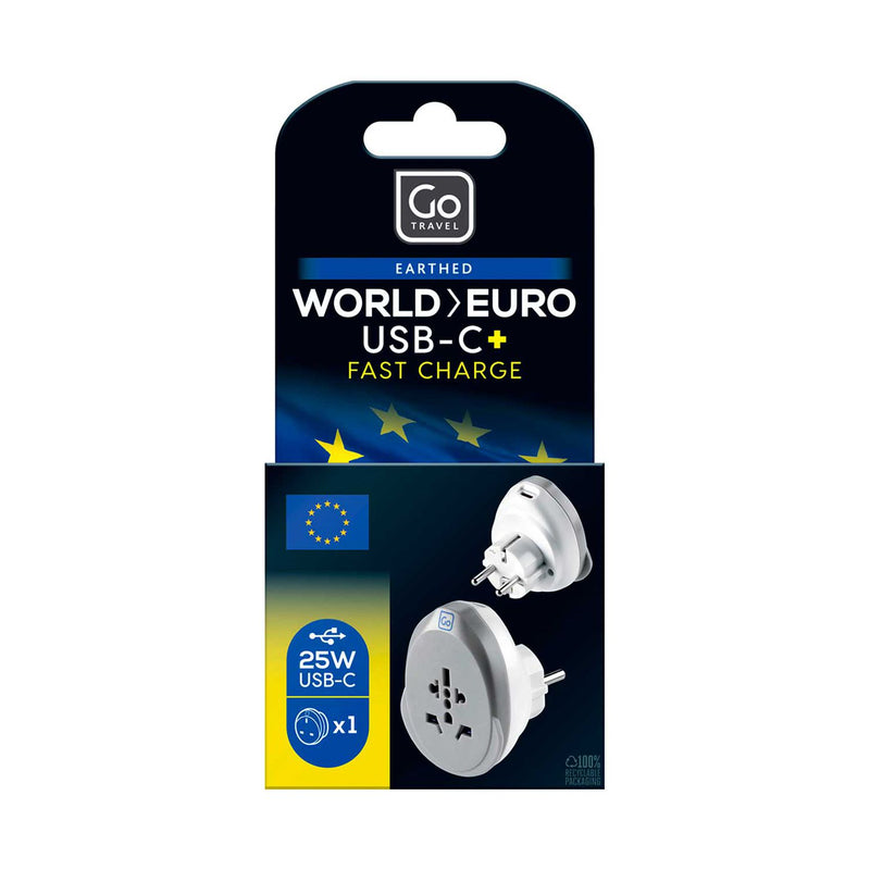 Go Travel EU USB-C adaptor 25w fast charger (British brand)