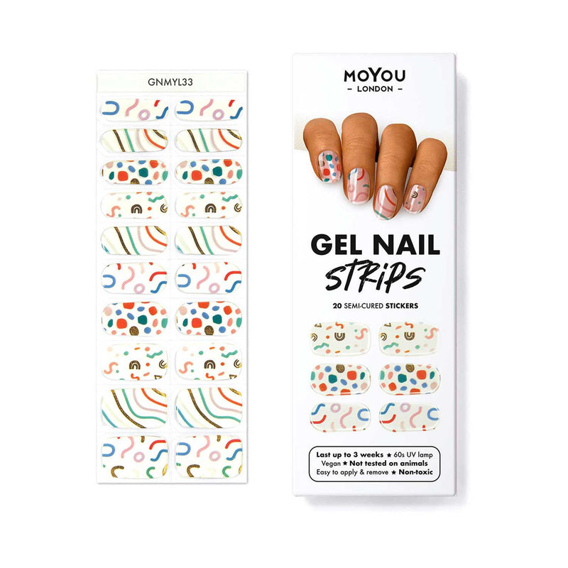 MoYou London Gel Nail Strips Confetti Dip 20pcs, imported from the UK