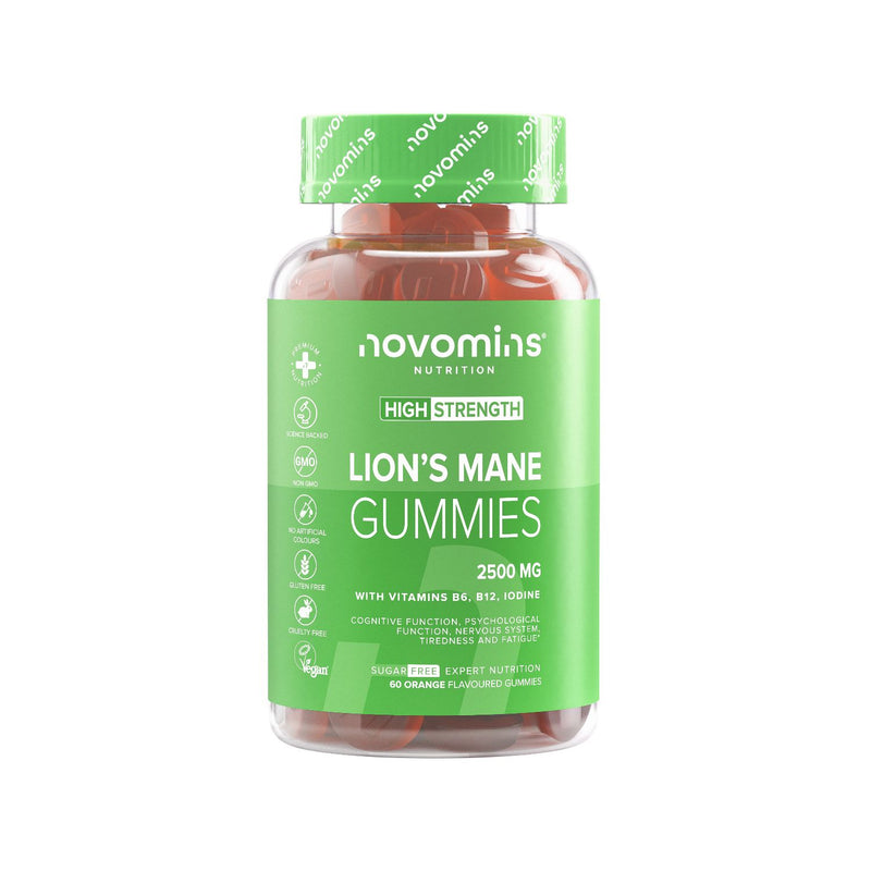 Novomins Lion's Mane gummies orange flavour 60s, imported from the UK