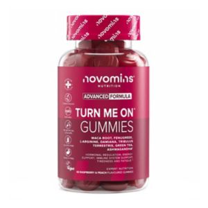 Boots Novomins Turn-Me-On Gummies Raspberry and Peach Flavour Dietary Supplement 60gummies- Buy online at McGrocer