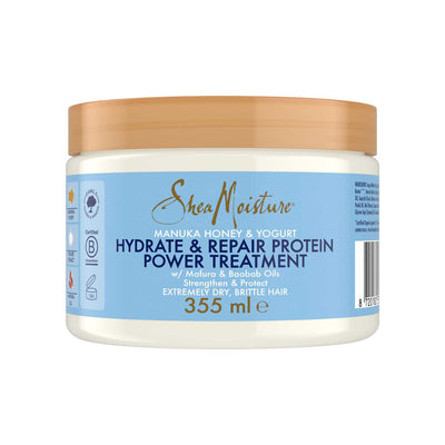 Boots SheaMoisture Manuka Honey & Yogurt Hydrate + Repair Protein Hair Treatment 355ml- Buy online at McGrocer