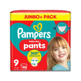 Boots Pampers Baby-Dry Nappy Pants Size 9 (19kg+) Jumbo+ Pack 40 Nappies- Buy online at McGrocer