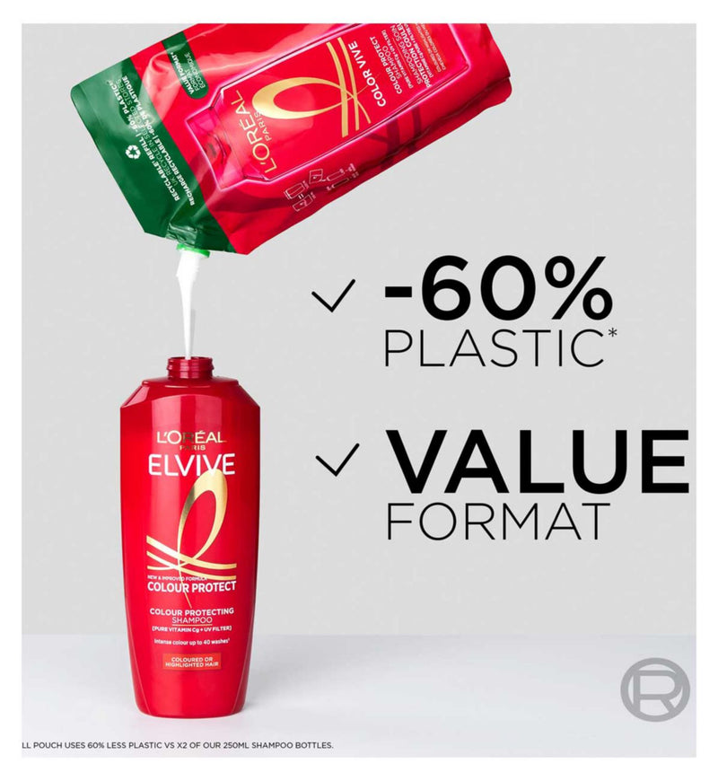 L'Oréal Paris Elvive Colour Protect Shampoo Refill Pouch 500ml, UK version