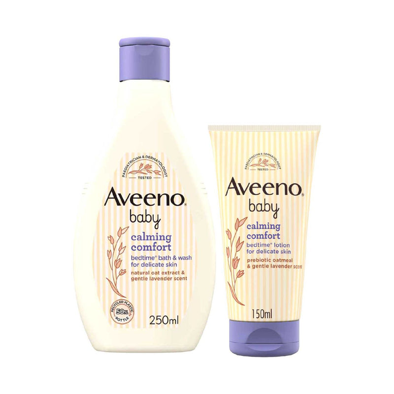 Aveeno Baby Calming Comfort Bedtime Lotion 150ml Bath Wash 250ml - British product
