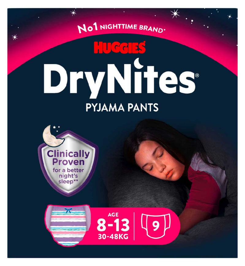 DryNites bedwetting pants girls 8-13 9 count - British product