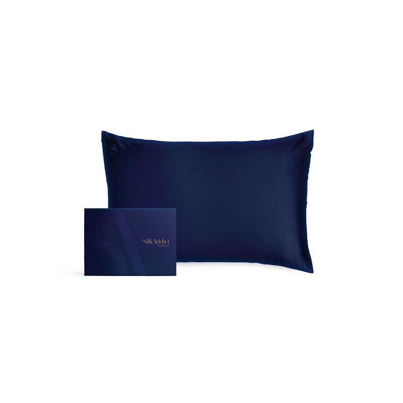 Silk Addict Mulberry Silk Pillowcase Navy 75x50cm (British brand)