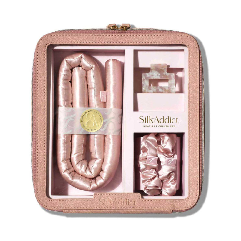 Silk Addict Heatless Curler Set Pale Pink (British brand)