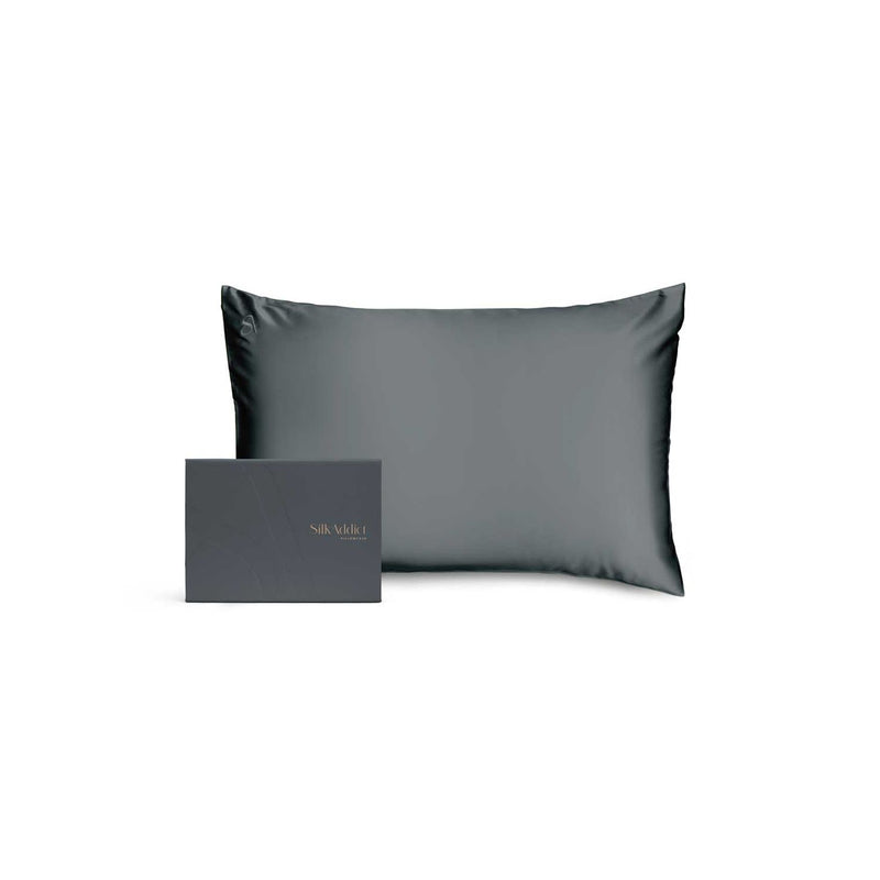 Silk Addict Mulberry Silk Pillowcase Charcoal 75x50cm (British brand)