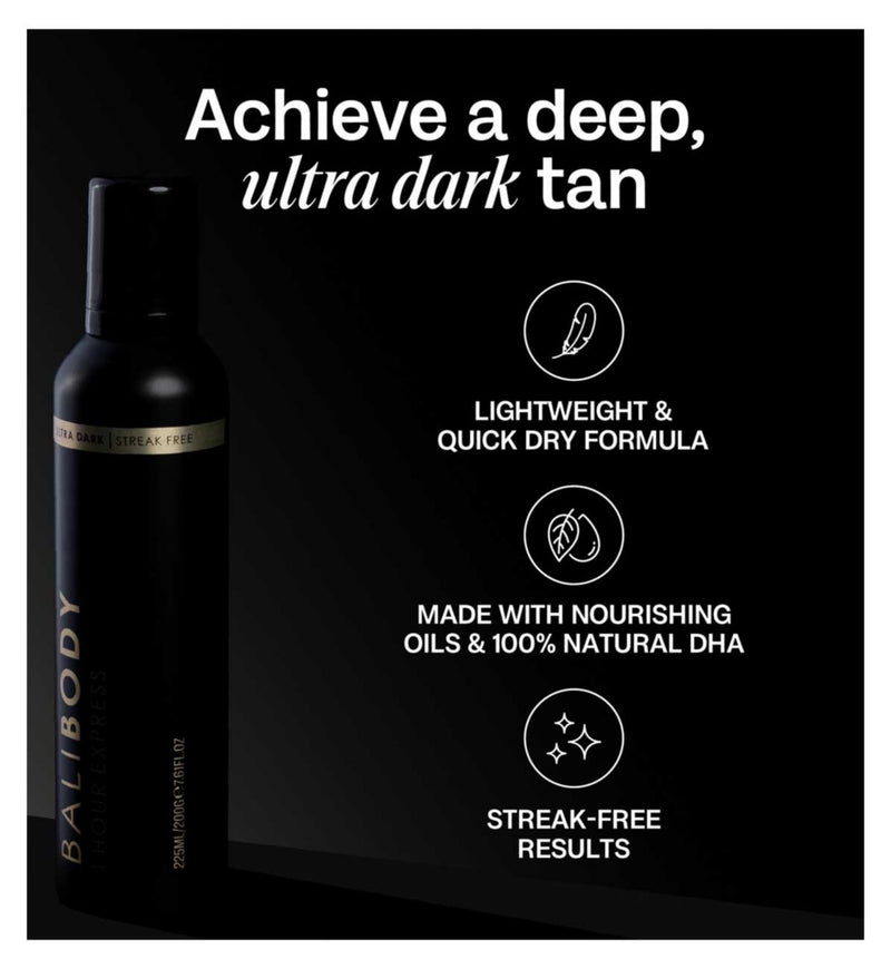 Bali Body Express Tan Ultra Dark 225ml self tan foam - British product