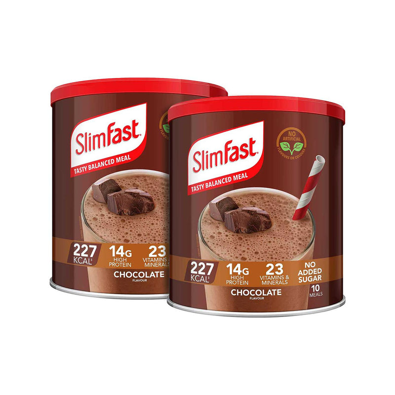Slimfast chocolate flavour shake powder 2 x 375g, imported from the UK