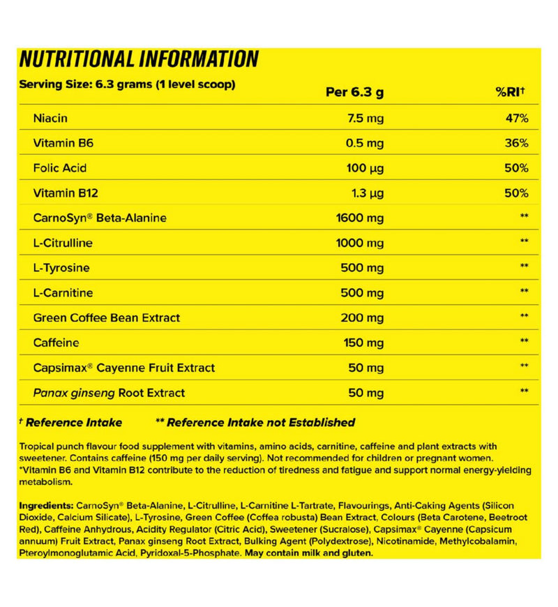 C4 Ripped pre-workout supplement Tropical Punch 189g (British brand)