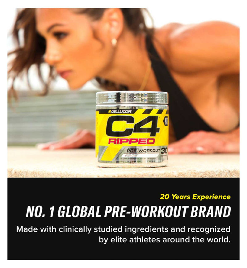 C4 Ripped pre-workout supplement Tropical Punch 189g (British brand)