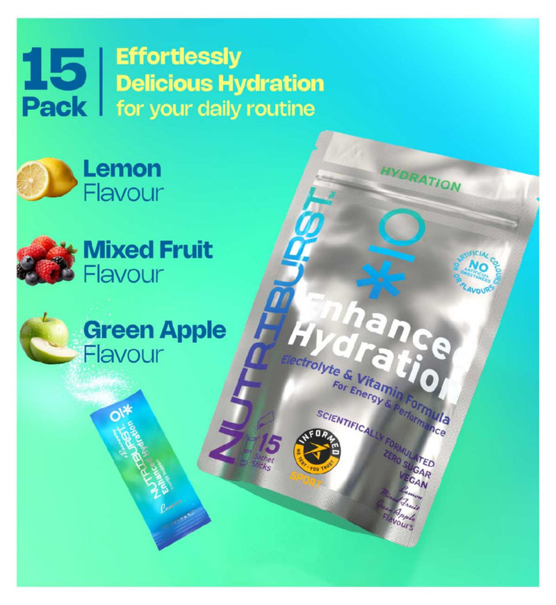 Nutriburst hydration powder mixed flavours 45g, imported from the UK