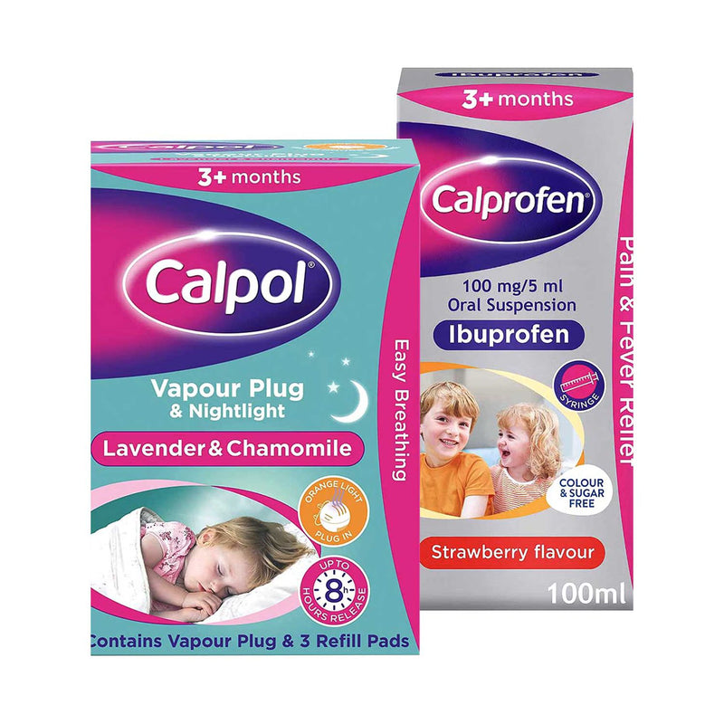 Calprofen and Calpol bundle baby medicine and vapour plug - British product