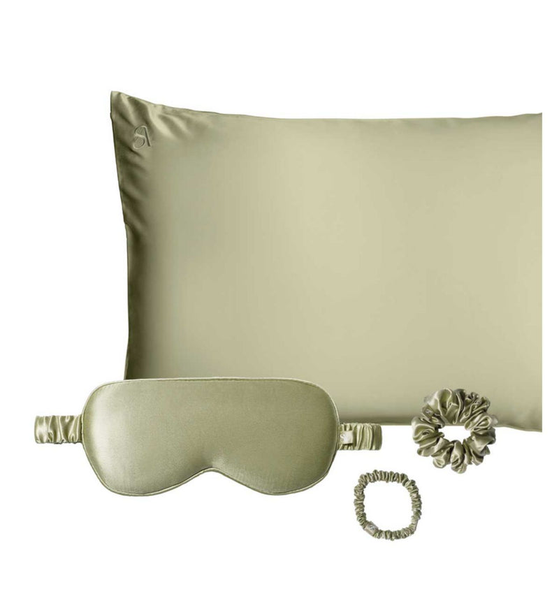 Silk Addict mulberry silk gift set olive green, UK version