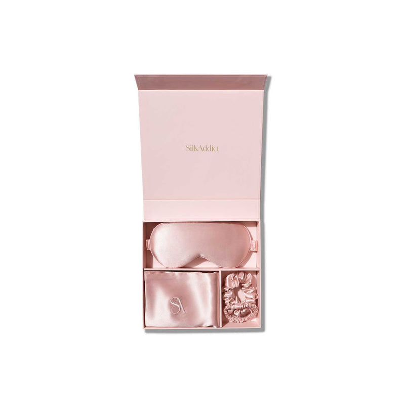 Silk Addict mulberry silk gift set in Pale Pink - British product