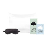 Silver Cloud satin sleep mask and pillowcase set (British brand)